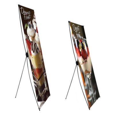 Portable x banner stands for trade shows and event signage displays