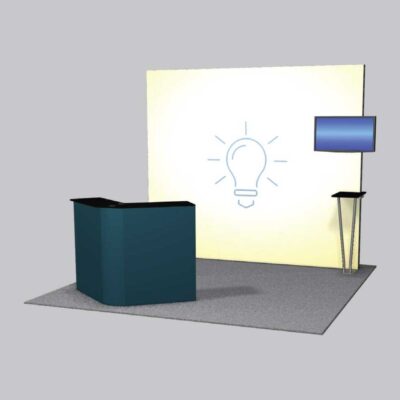 Featherlite radiant 10 x 10 backlit trade show booth rental with LED lightbox