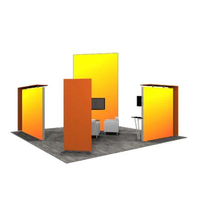 Featherlite sync 3 in 1 LED lightbox trade show booth rental with illuminated panels