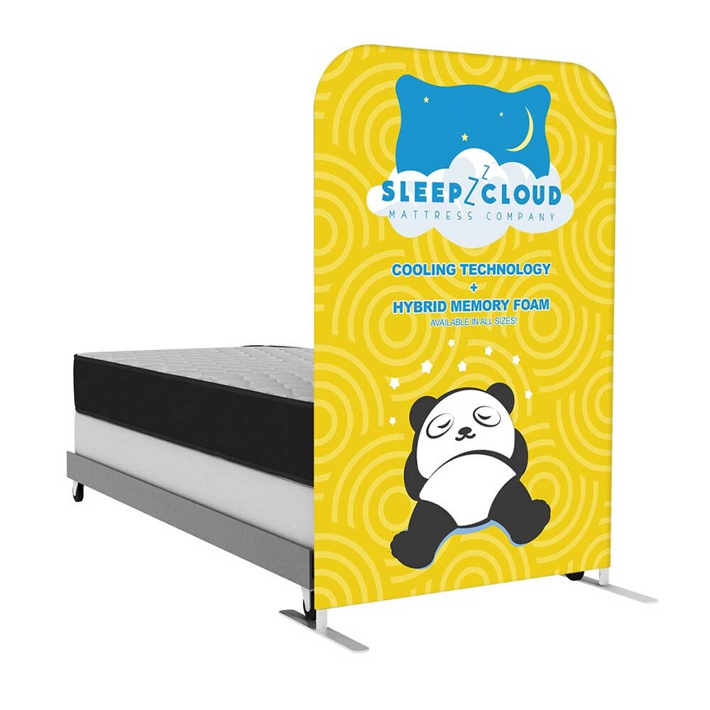 Twin size retail display headboards for mattress stores and showroom merchandising