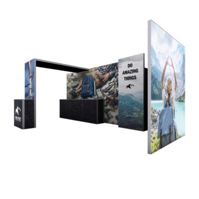 10x20 modular trade show exhibit with open layout and large graphic walls