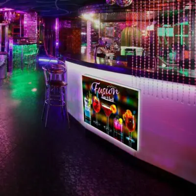 Igniter Wall Mounted Light Box 48×36 installed on a commercial interior wall with illuminated graphic